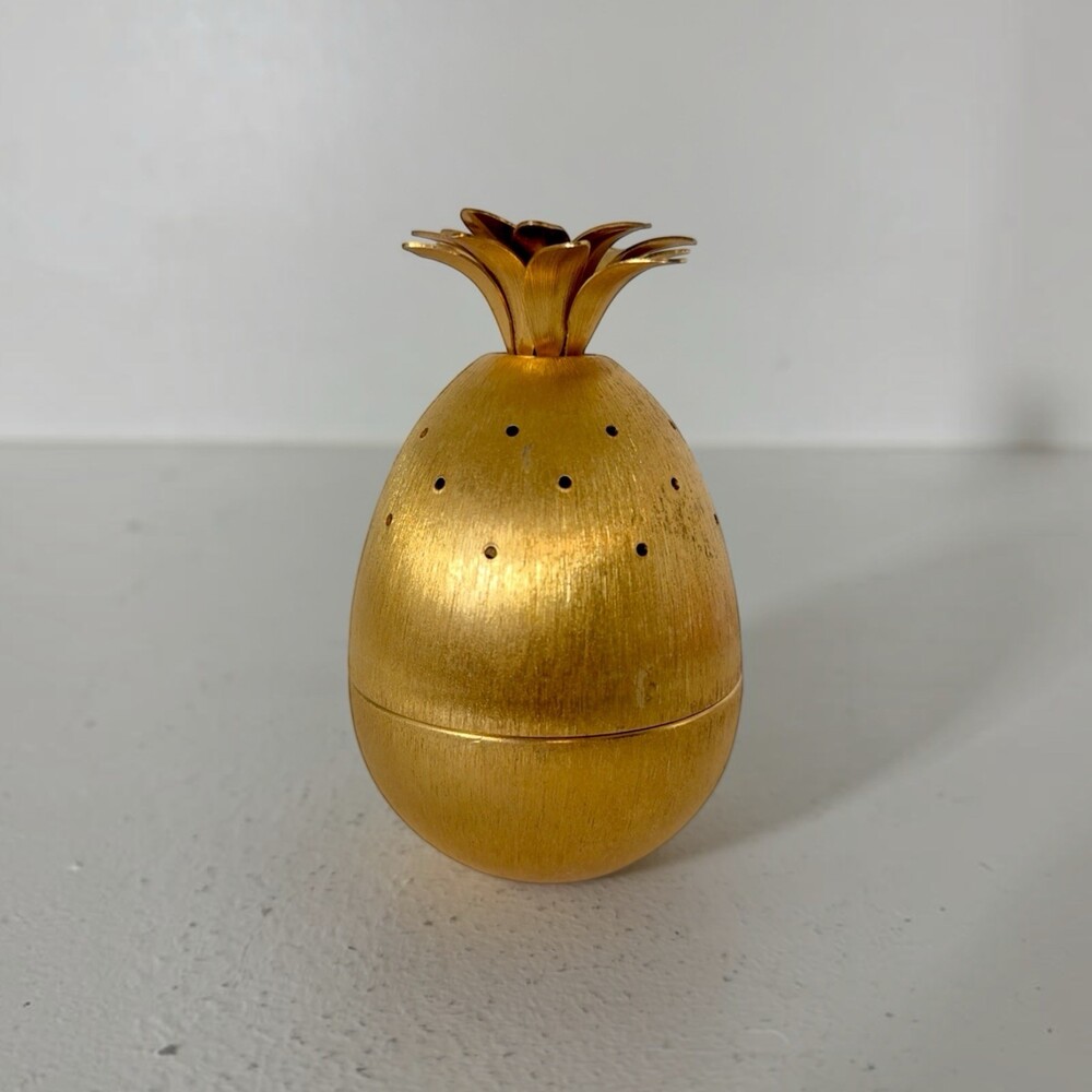 Vintage Napier Brushed Gold Pineapple Toothpick Holder Appetizer Hors d’Oeuvres